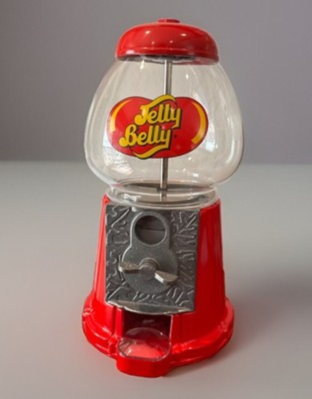 Vintage Jelly Belly Coin Operated Dispenser Metal/Glass Gumball Machine 10”Tall
